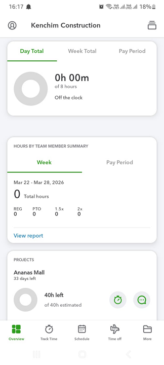 Screenshot showing the QuickBooks Workforce manager version.