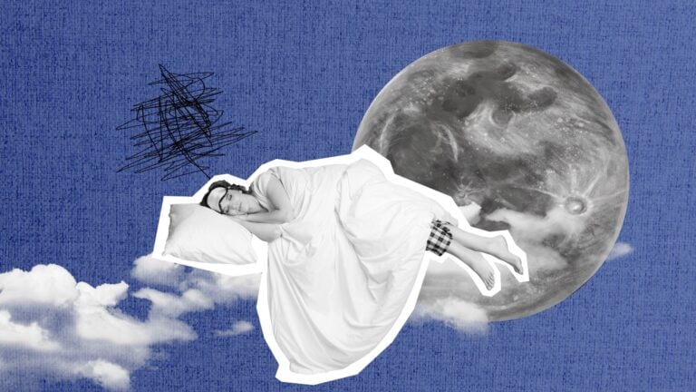 A collage of a night shift worker sleeping