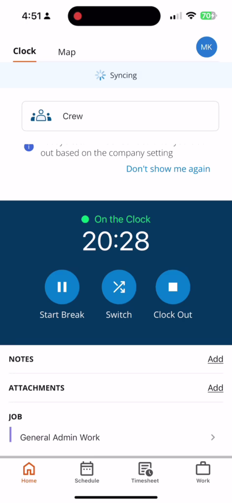 When I clocked out with mobile, it immediately took me to the Shift wrap-up questionnaire, where I deliberately clicked unexpected answers, which later showed in the email to the manager as well as in the reports tab.