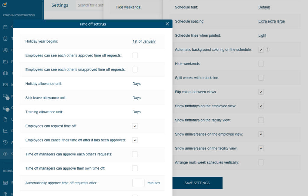 Screenshot showing FindMyShift cluttered interface. 