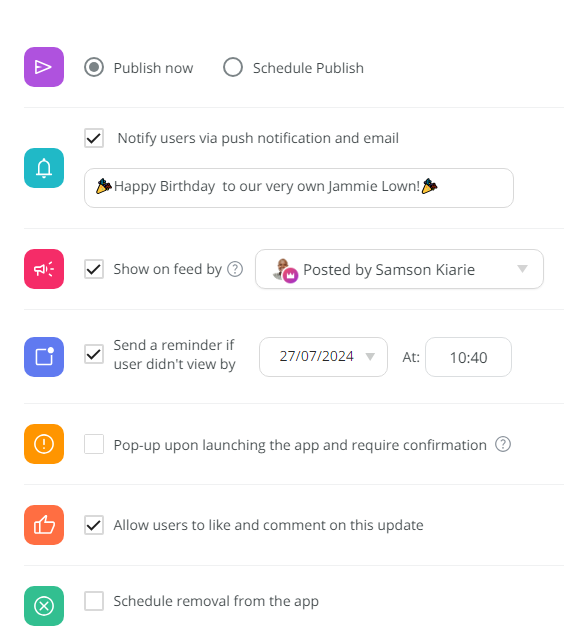 Screenshot of Connecteam chat page