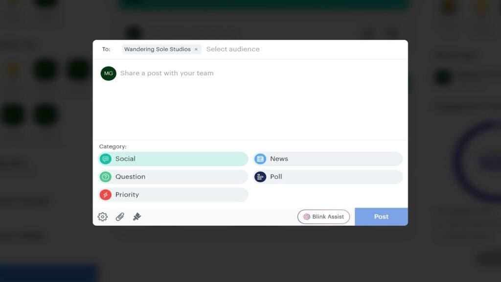 A screenshot of Blink's company newsfeed