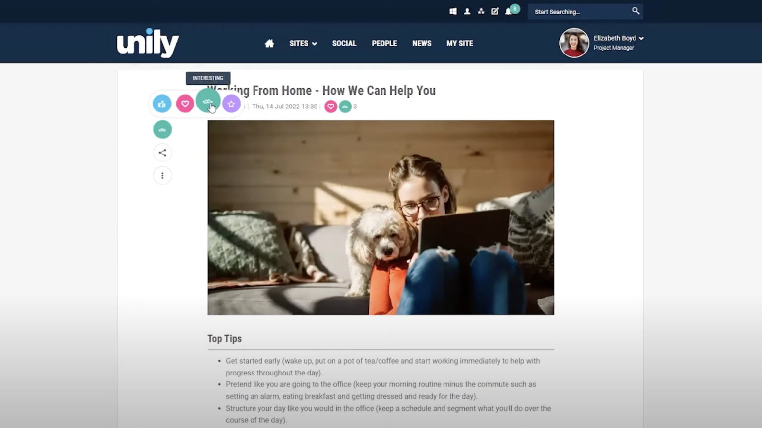 Unily Page Honest Unily Review : Pros, Cons, Features & Pricing