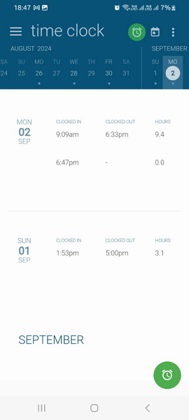 Screenshot showing mobile app time tracker 