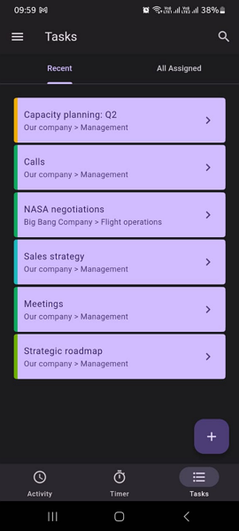 Screenshot showing the manager's mobile app UI