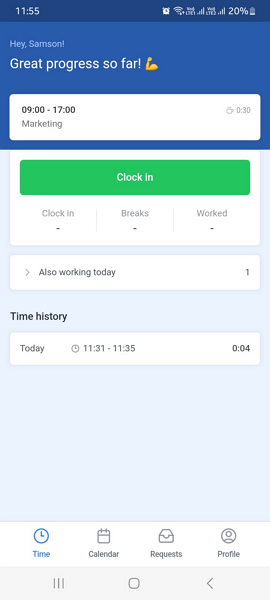 Screenshot of Shifts by Everhour mobile app