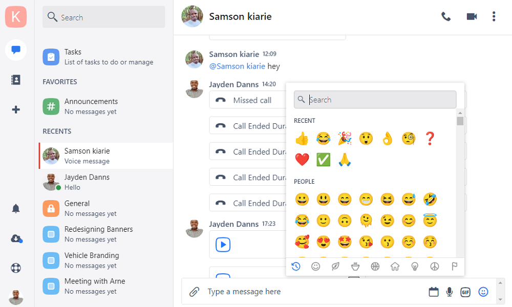 Screenshot showing Chanty emojis