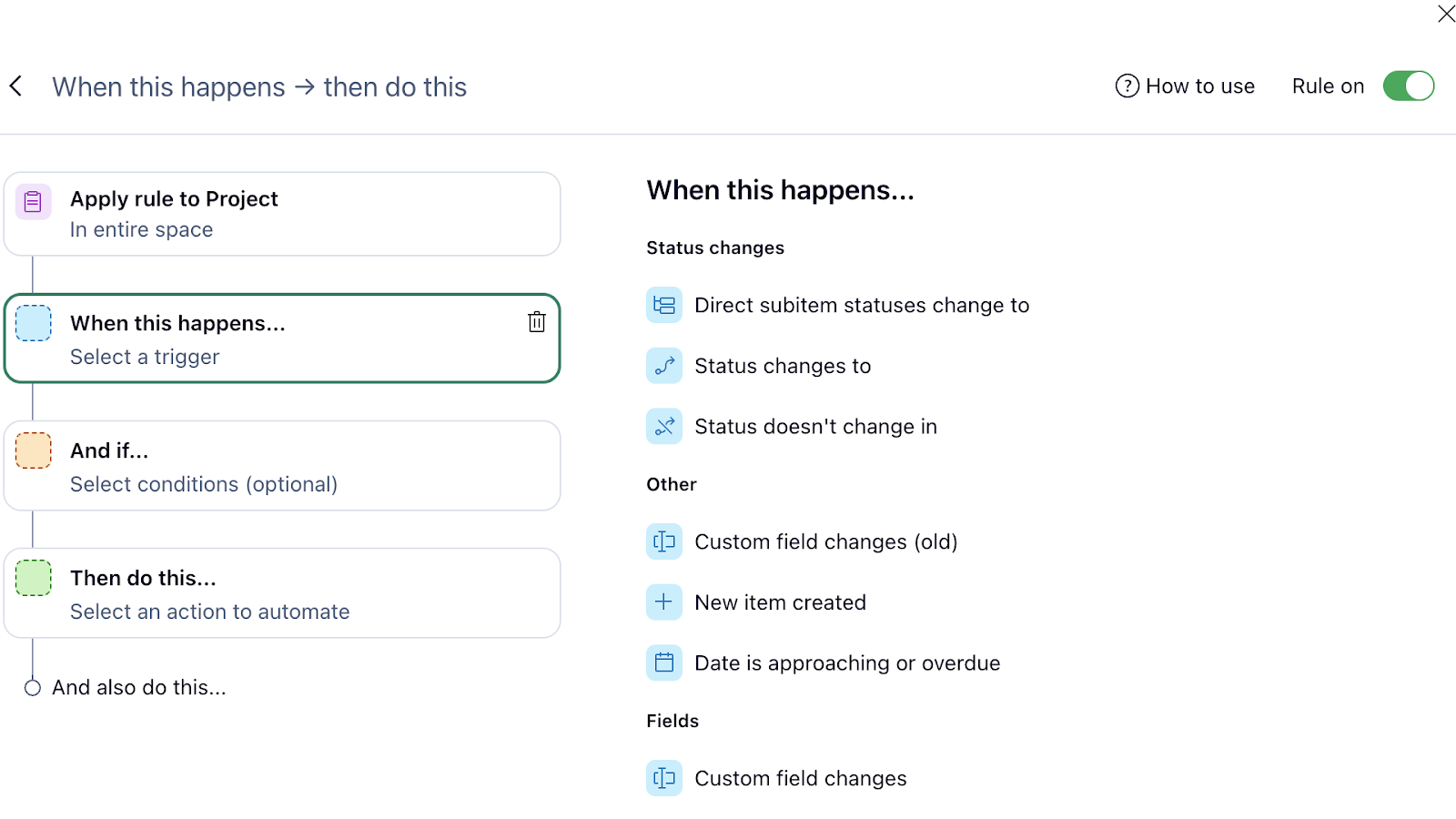 A screenshot showing how I created a rule to send a message of appreciation to team members who complete a project before a deadline. 