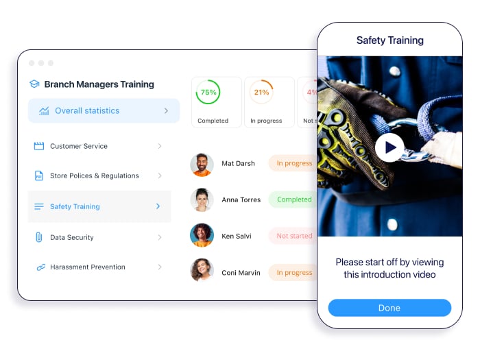 Training and Onboarding - desktop and mobile