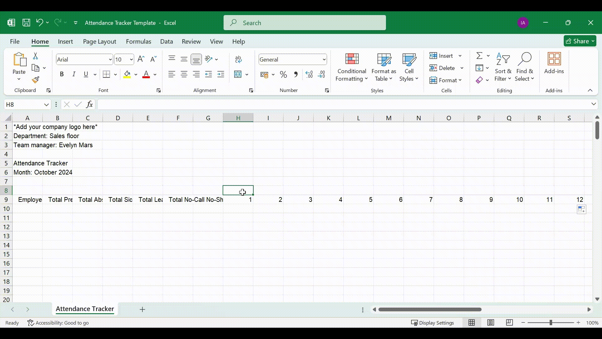 A gif showing how to quickly add weekday names to a table in Excel