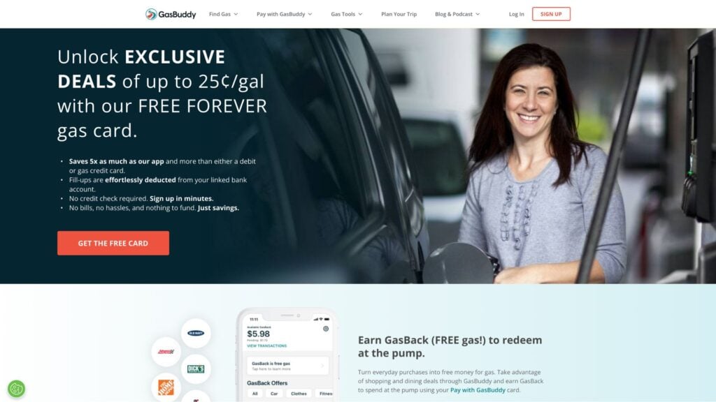 A screenshot of the GasBuddy website