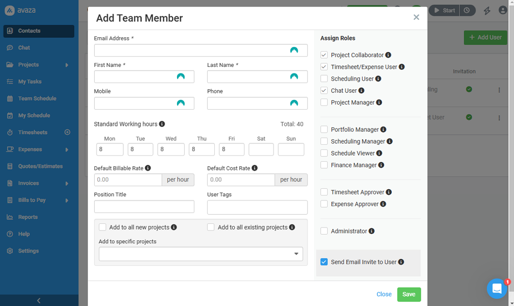 Screenshot showing “add employee” page