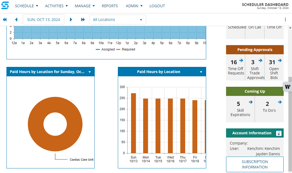 Screenshot of the schedulers app UI