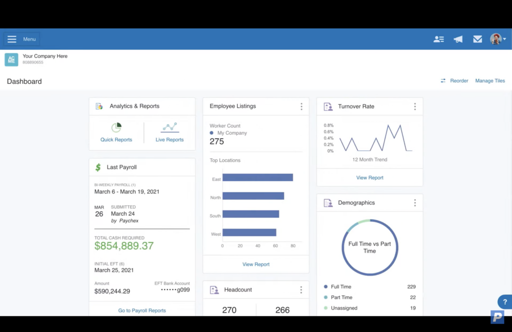 The Paychex Flex home screen shows various charts and graphs.