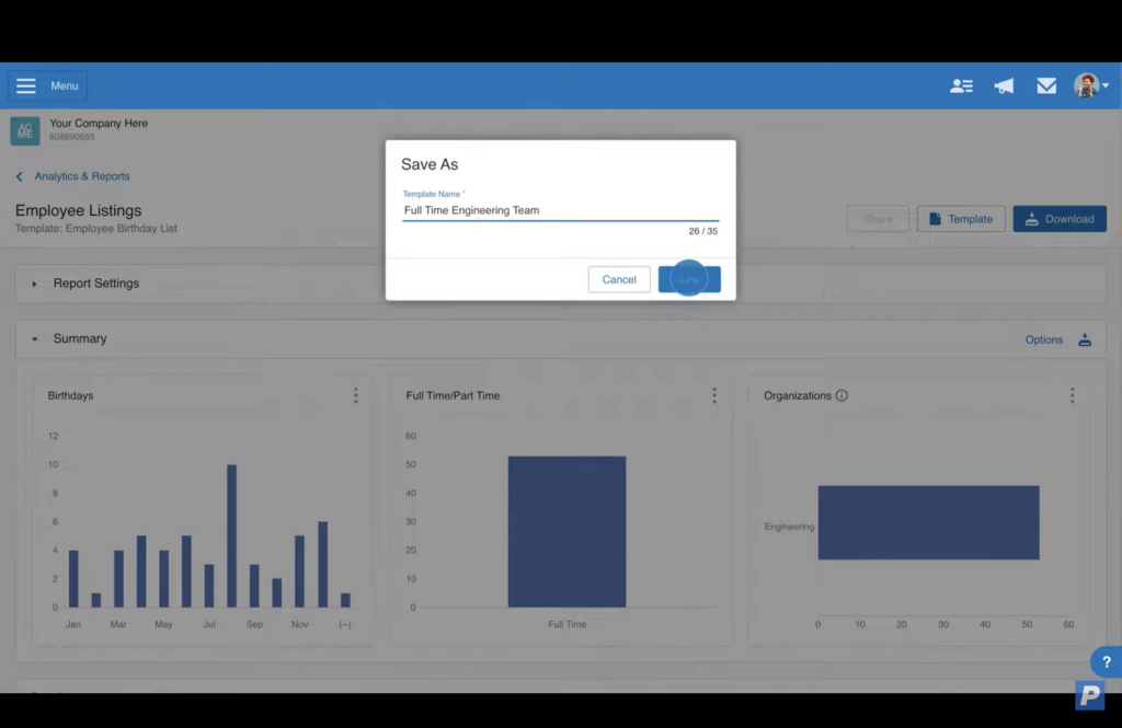 Saving a custom report as a template for future use.