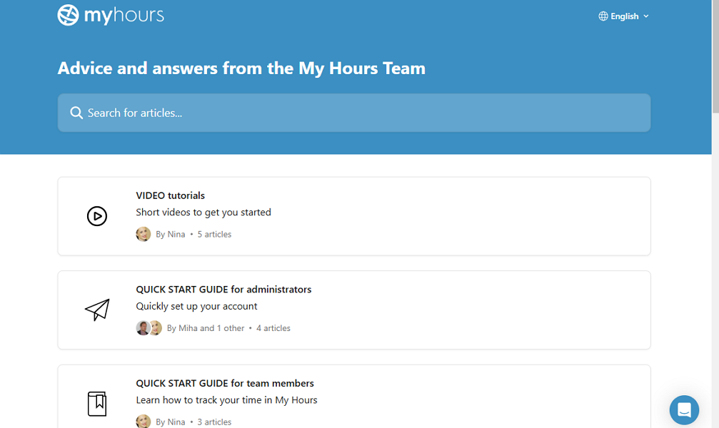 Screenshot showing My Hours knowledge base