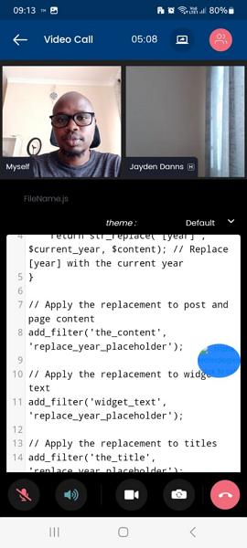 Screenshot showing Jointly code on mobile