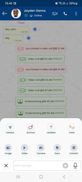 Screenshot showing message options on the Troop Messenger app