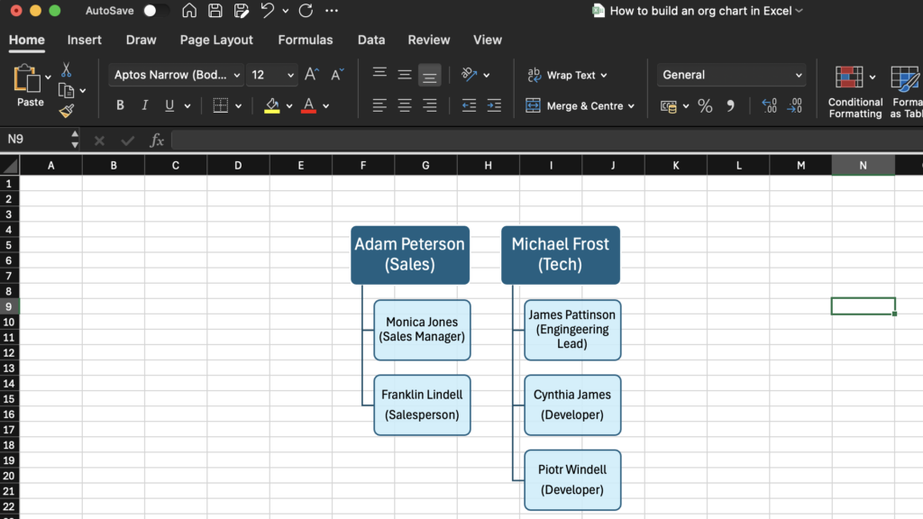 Org chart in Excel