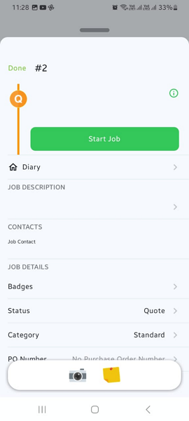 Screenshot showing start job button Android app