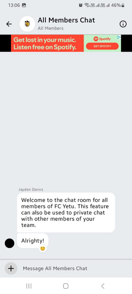 Screenshot showing Stack Team App chat on mobile.