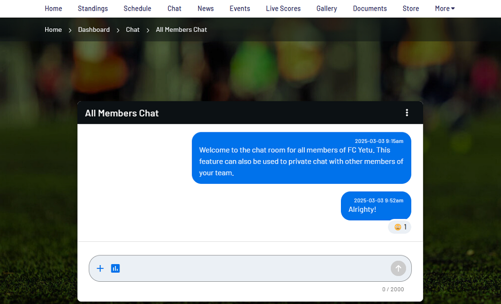 Screenshot showing Stack Team App chat on web