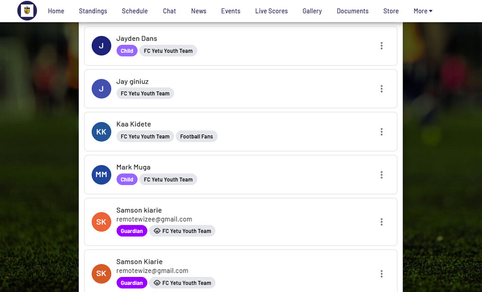 Screenshot showing Stack Team App members page