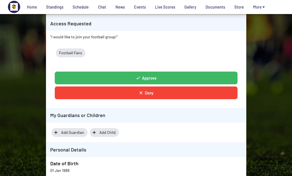 Screenshot showing access group request approval page