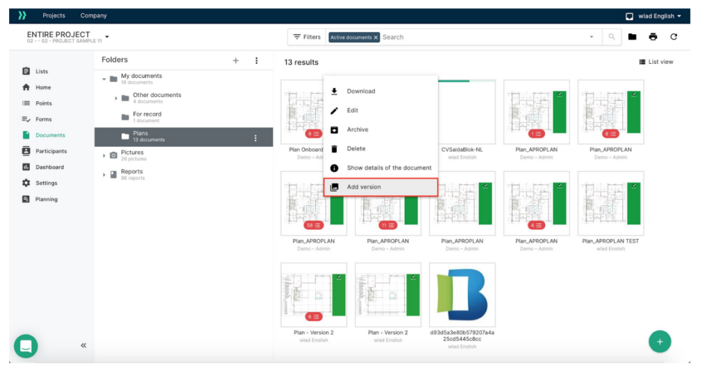 LetsBuild allows version-controlled document uploads, making it easy to track and manage updated project plans.