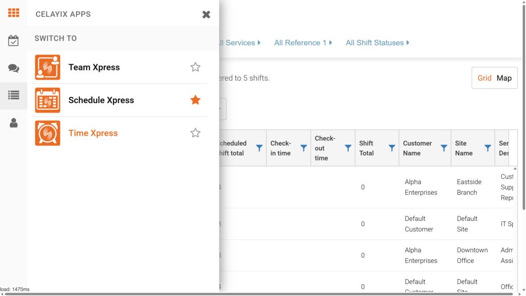 Desktop screenshot showing you the 3 Celayix web apps.