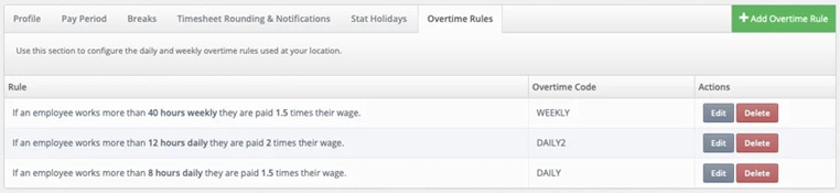 The “Stat Holidays” page in MakeShift, where admins can set statutory holidays with custom pay multipliers to manage compliance and payroll accuracy.