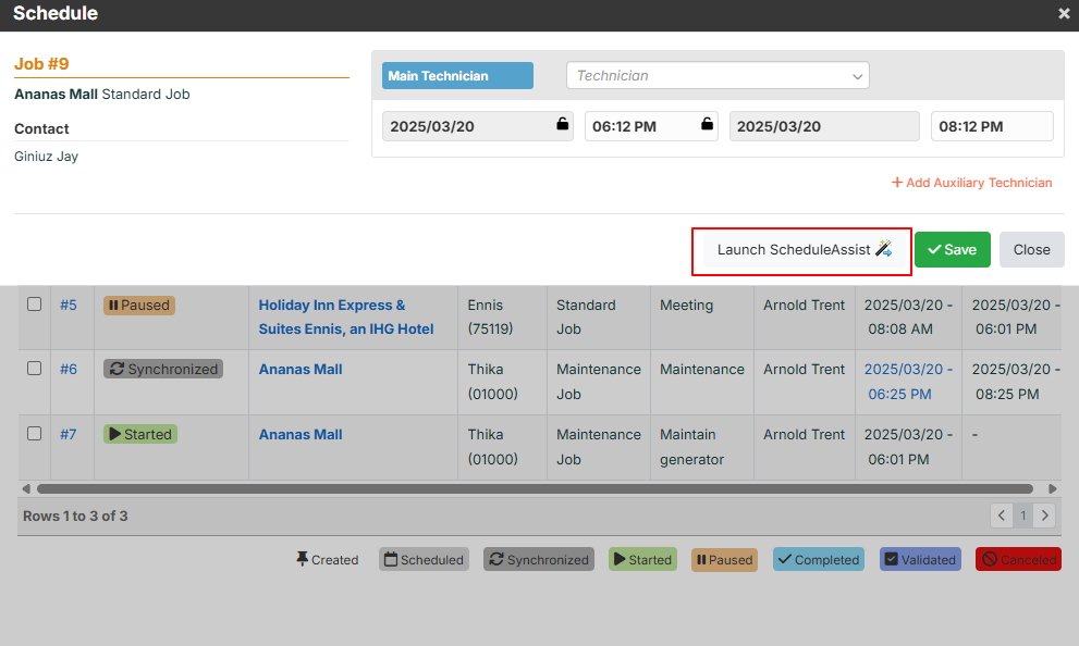 Screenshot showing Synchroteam’s schedule page views.