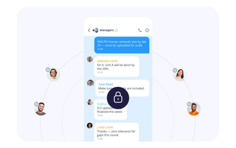 Illustration of Safe and Compliant Chat with Connecteam
