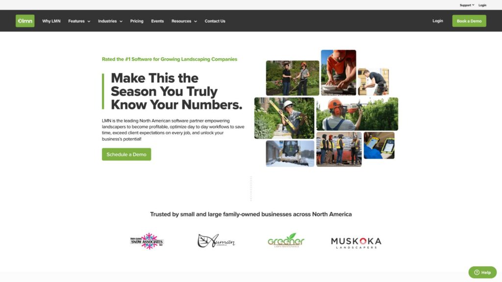 A screenshot of the LMN website