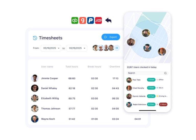 Illustration of logging time methods with Connecteam
