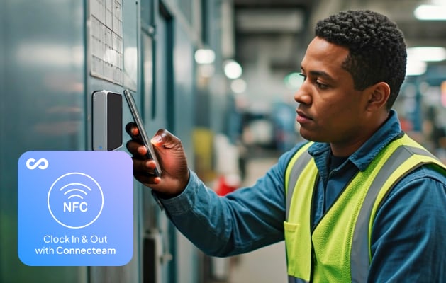 Employee using NFC capability