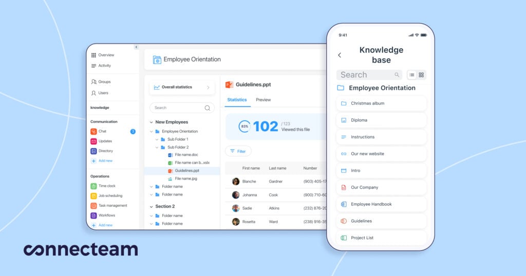 Illustration of Connecteam's knowledge base