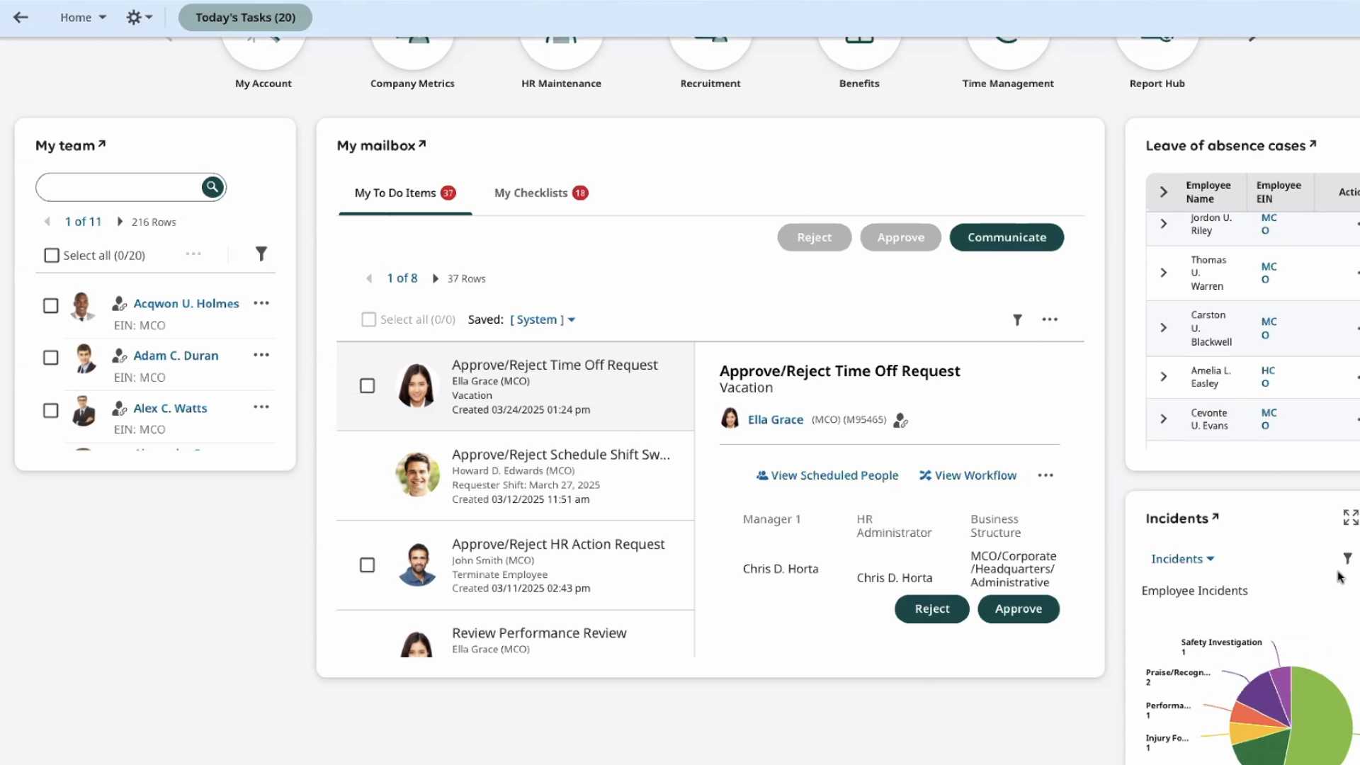 UKG’s mailbox feature only notifies employees and managers of tasks or actions they must complete and isn’t a full-featured communication tool.