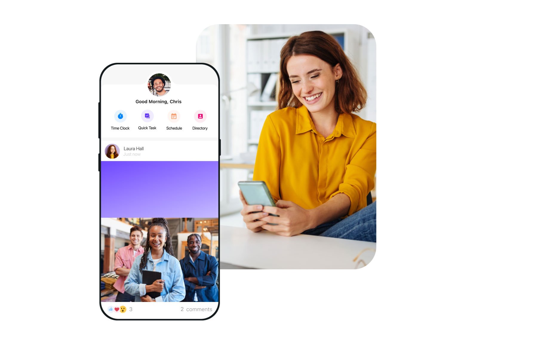 Illustration of worker using Connecteam's updates