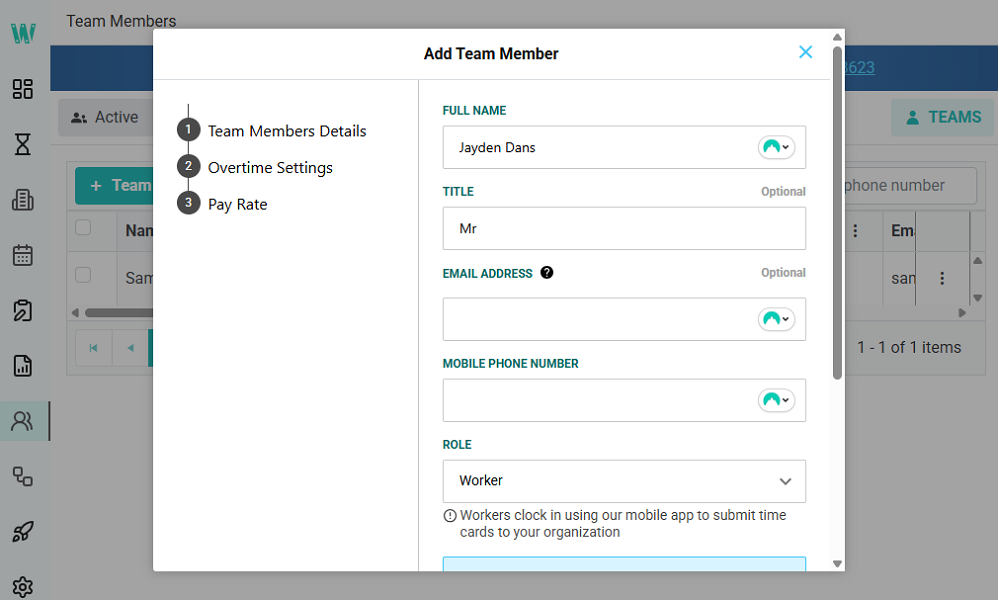 Screenshot showing employee page.