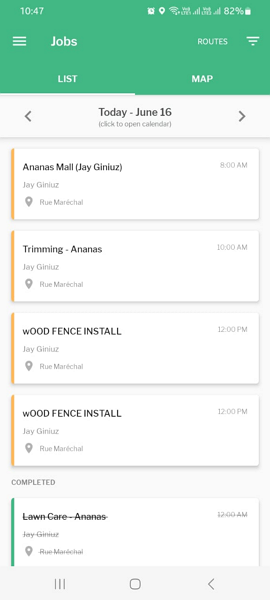 Screenshot showing Yardbook Android app interface