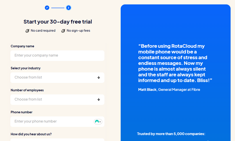 Screenshot showing the company details page.