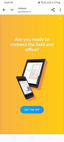 Screenshot showing Fieldwire’s mobile app link.
