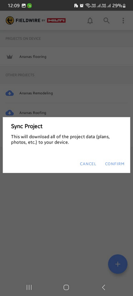 Screenshot showing options to download project data.