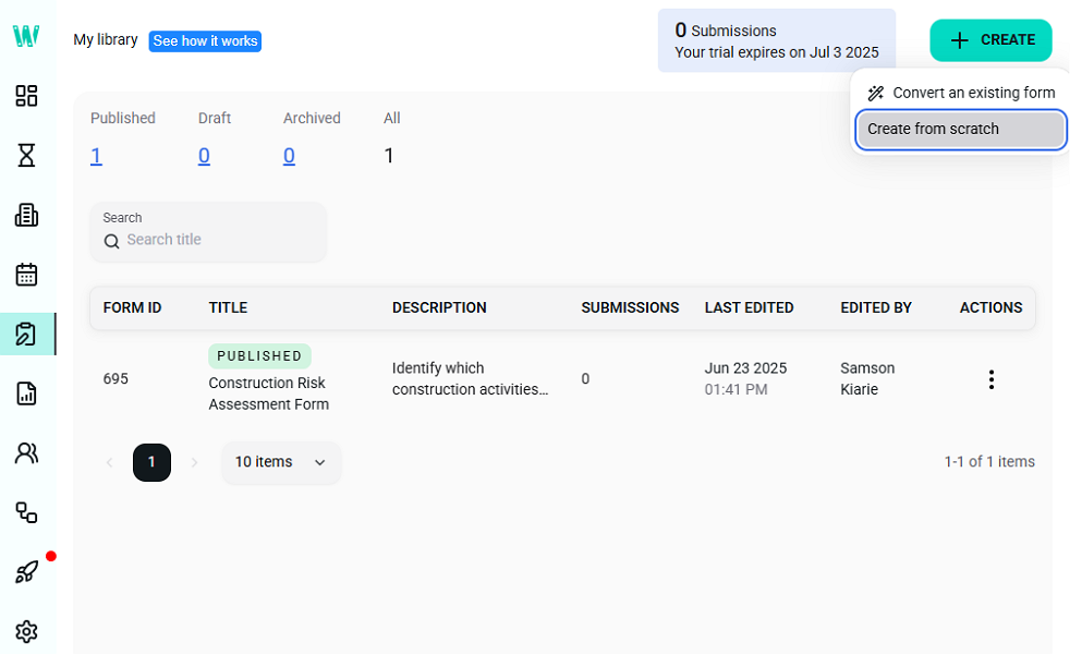 Screenshot showing Workyard’s Smart Forms page.
