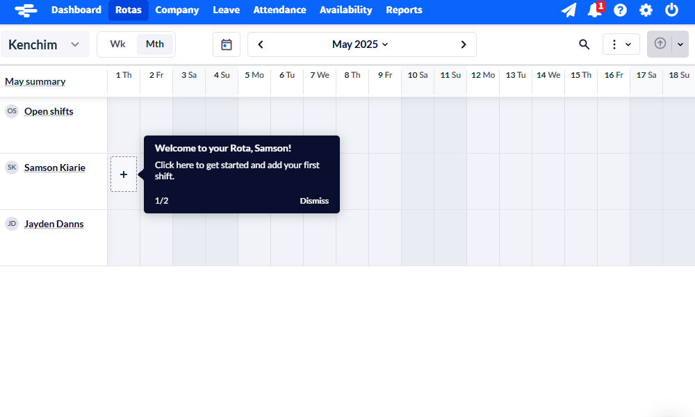 Screenshot showing RotaCloud’s home page