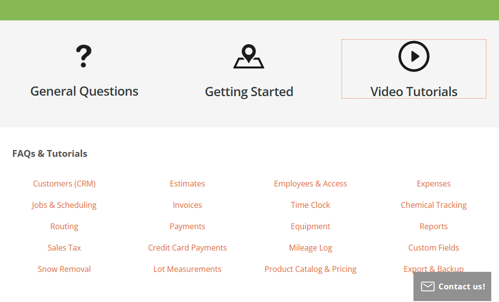 Screenshot showing Yardbook tutorials.