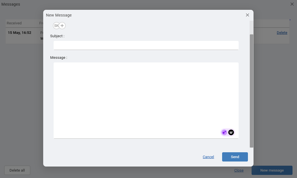 Screenshot showing the Schedule it messaging tool. 