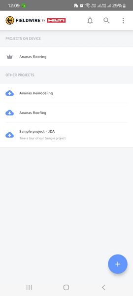 Screenshot showing Fieldwire’s mobile app UI.