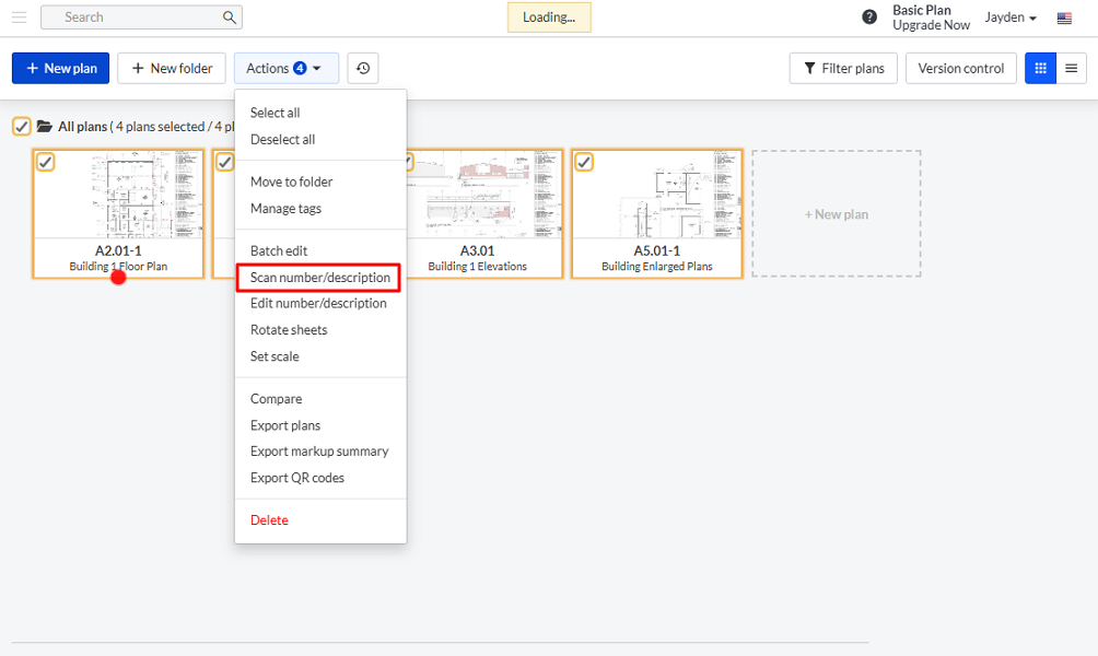 Screenshot showing Fieldwire plan editing options.